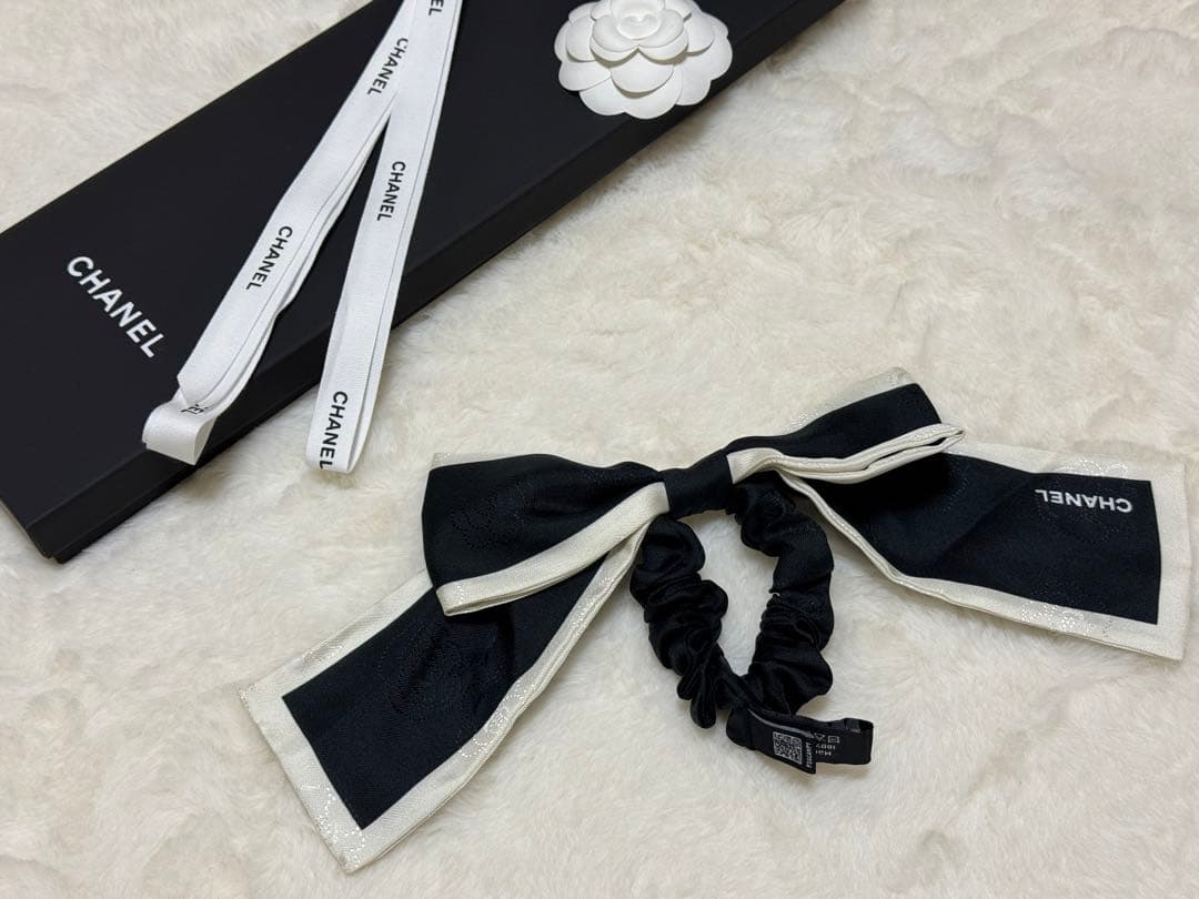 CHANEL ヘアアクセサリー シルクリボンシュシュ 箱あり 今季新作CHANELシャネル ココマークリボンシュシュ シルク ヘア