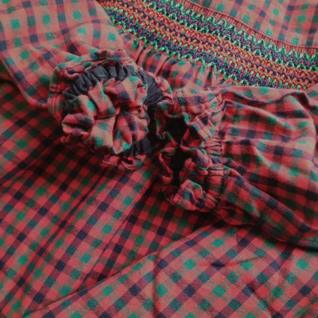 美品】familiar ファミリア ワンピース 白襟 チェック柄 赤 110 - メルカリ