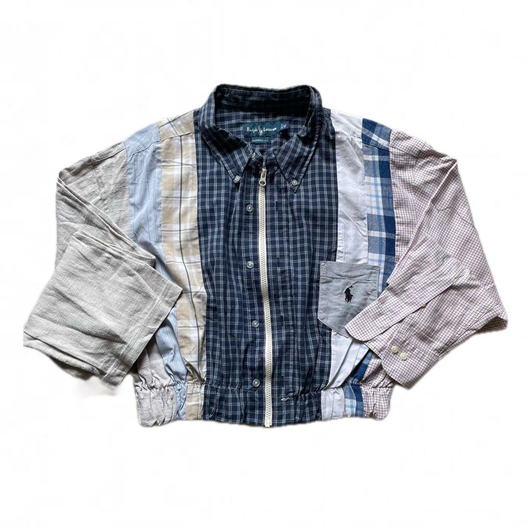 ラルフローレン リメイク チェックシャツ 古着 再構築 クロップド