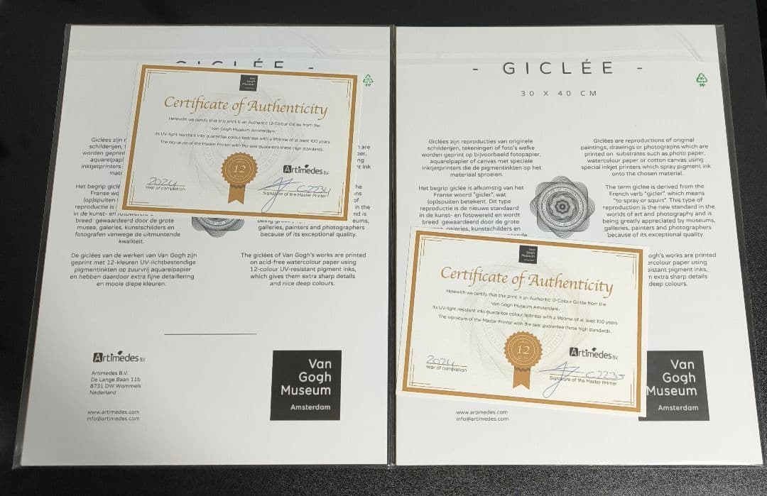 ジクレー ゴッホピカチュウ イーブイ Sサイズ 30cm×40cm 証明書付連番