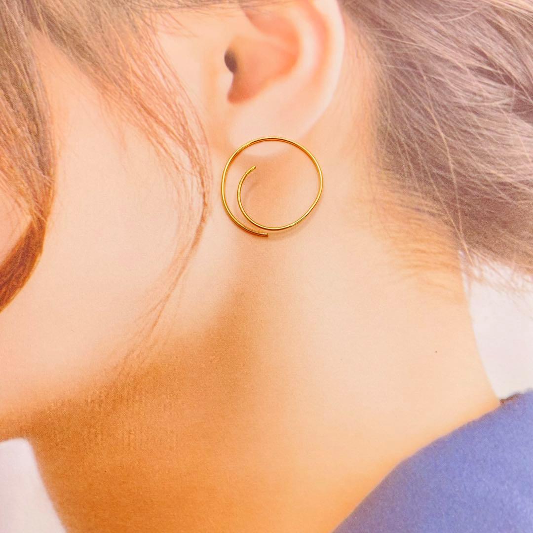 専用　18 刻印❤️ロングサークルピアス✨18金✨0.74g イエローゴールド
