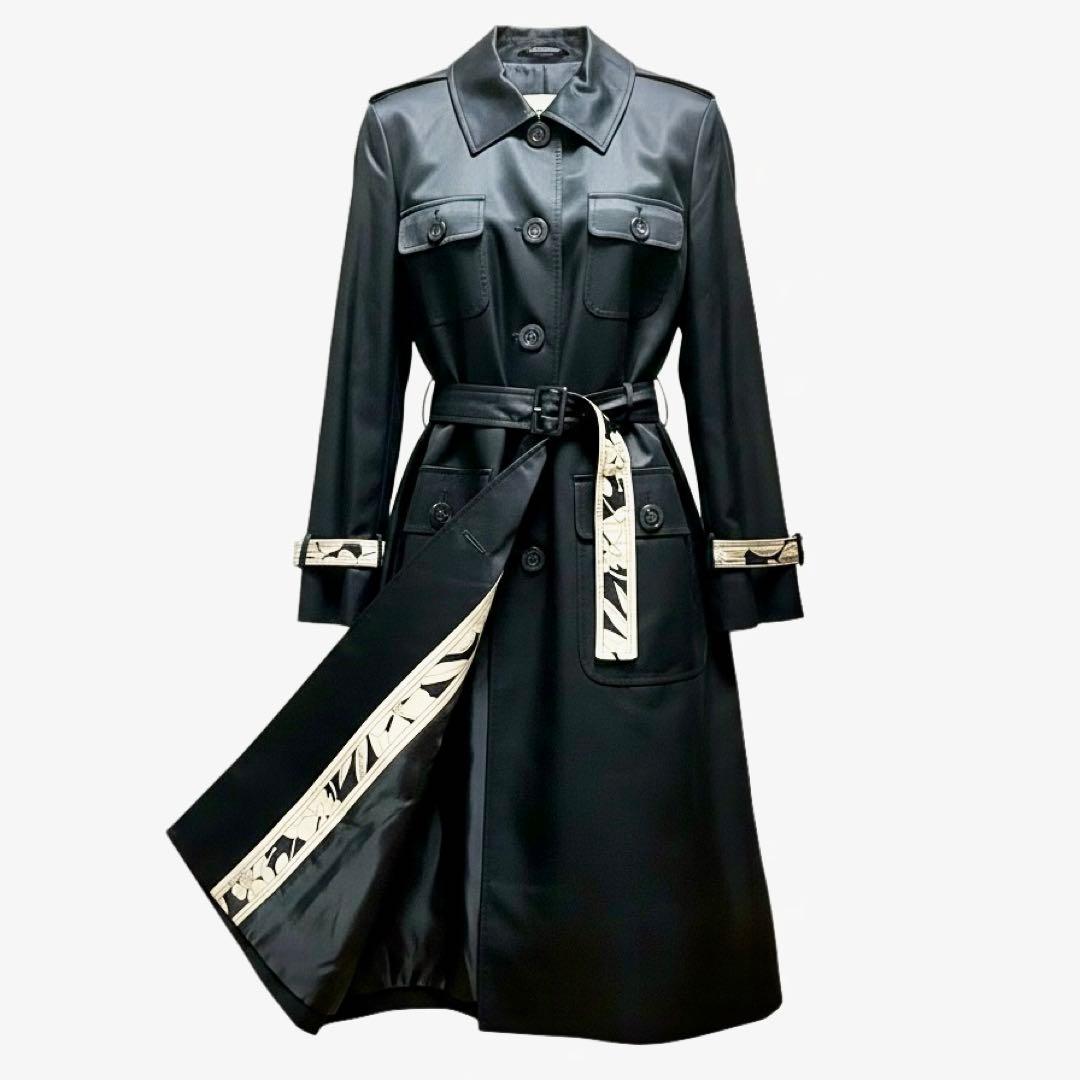 美品 レオナール シルク ロングコート ベルト付き フラワートリム 大きいサイズ 美品 レオナール シルク ロングコート ベルト付き フラワートリム