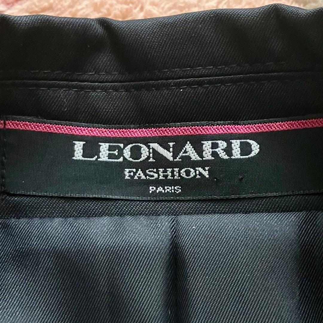 美品 レオナール シルク ロングコート ベルト付き フラワートリム