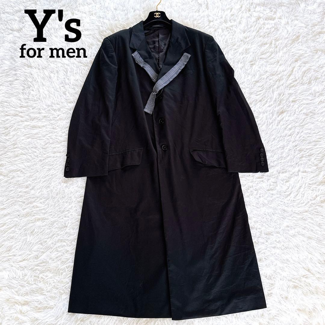 【Y's for men】ロングジャケット チェスターコート ブラック サイズ1 Y's for men SINGLE LONG JACKET | HUES 福岡セレクトショップ