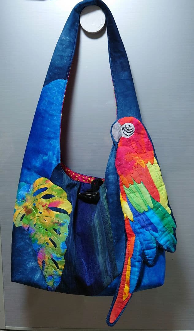 ハワイアンキルトのショルダーバック ハワイアンキルト ショルダーバックタイプB 白ネイビー ショルダー