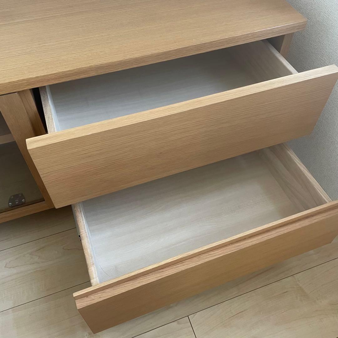 送料無料 無印良品 脚付き ガラス扉 テレビ台 ナチュラル オーク材
