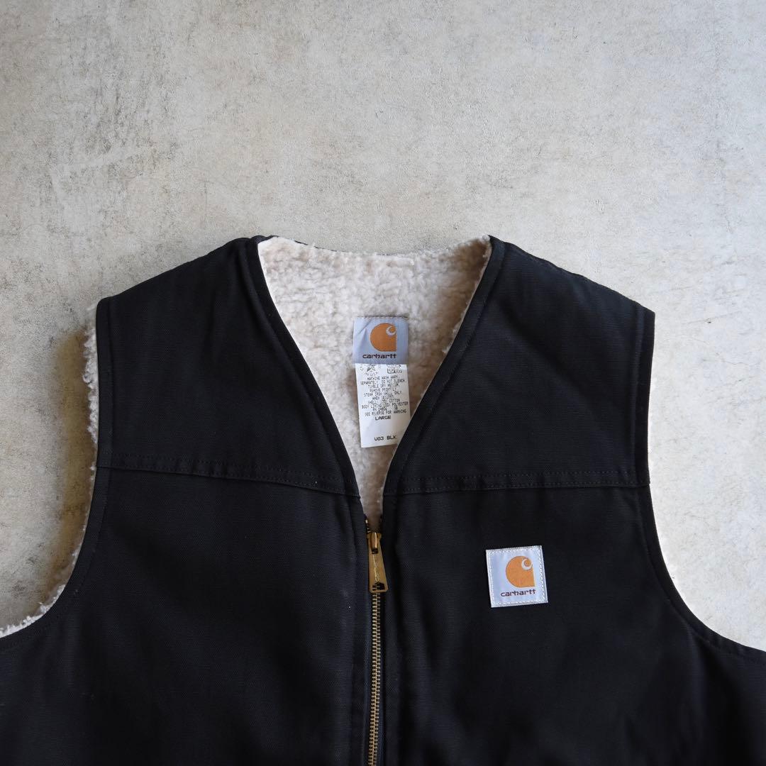 90s Carhartt カーハート ダックベスト黒ブラック ボア L USA製 - メルカリ