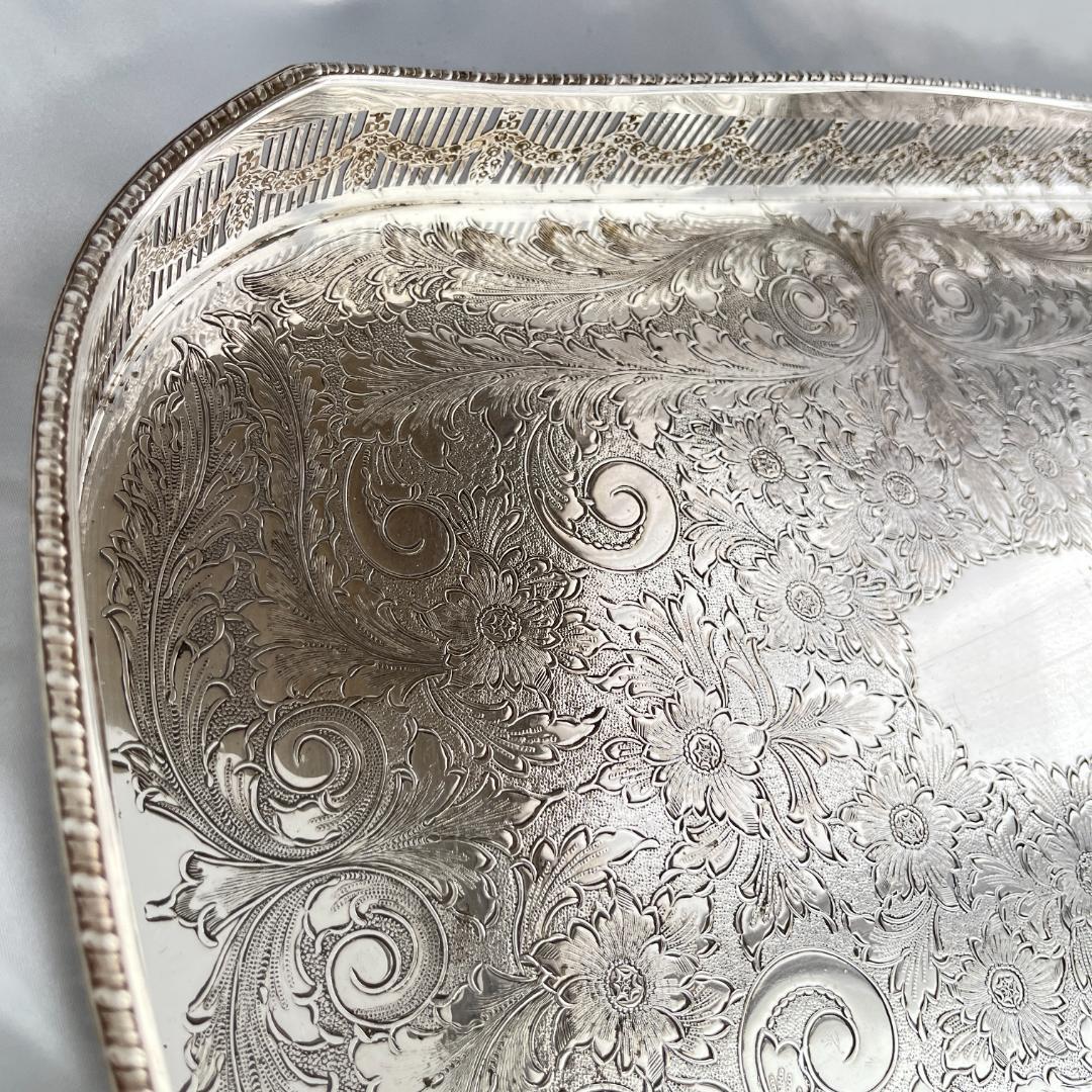 Viners】 ギャラリートレー 46cm 【シルバープレート】大型