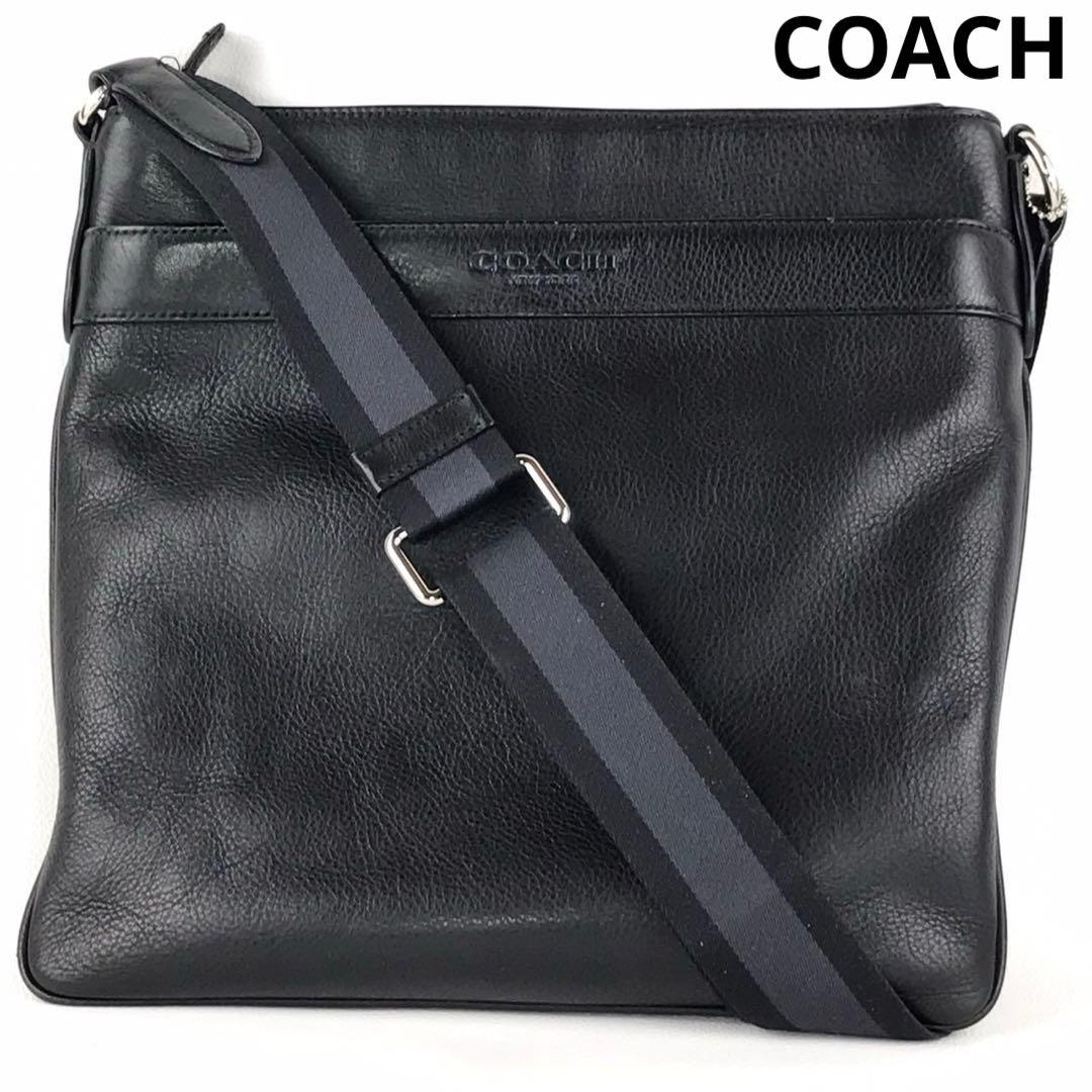 コーチ COACH ショルダーバッグ メッセンジャー レザー ブラック 本革