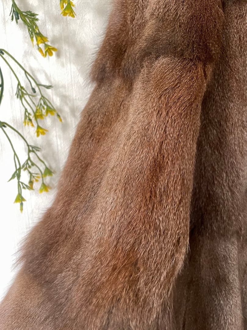 美品 孔雀 PEACOCK FEATHER ミンク 毛皮 コート ブラウン - メルカリ