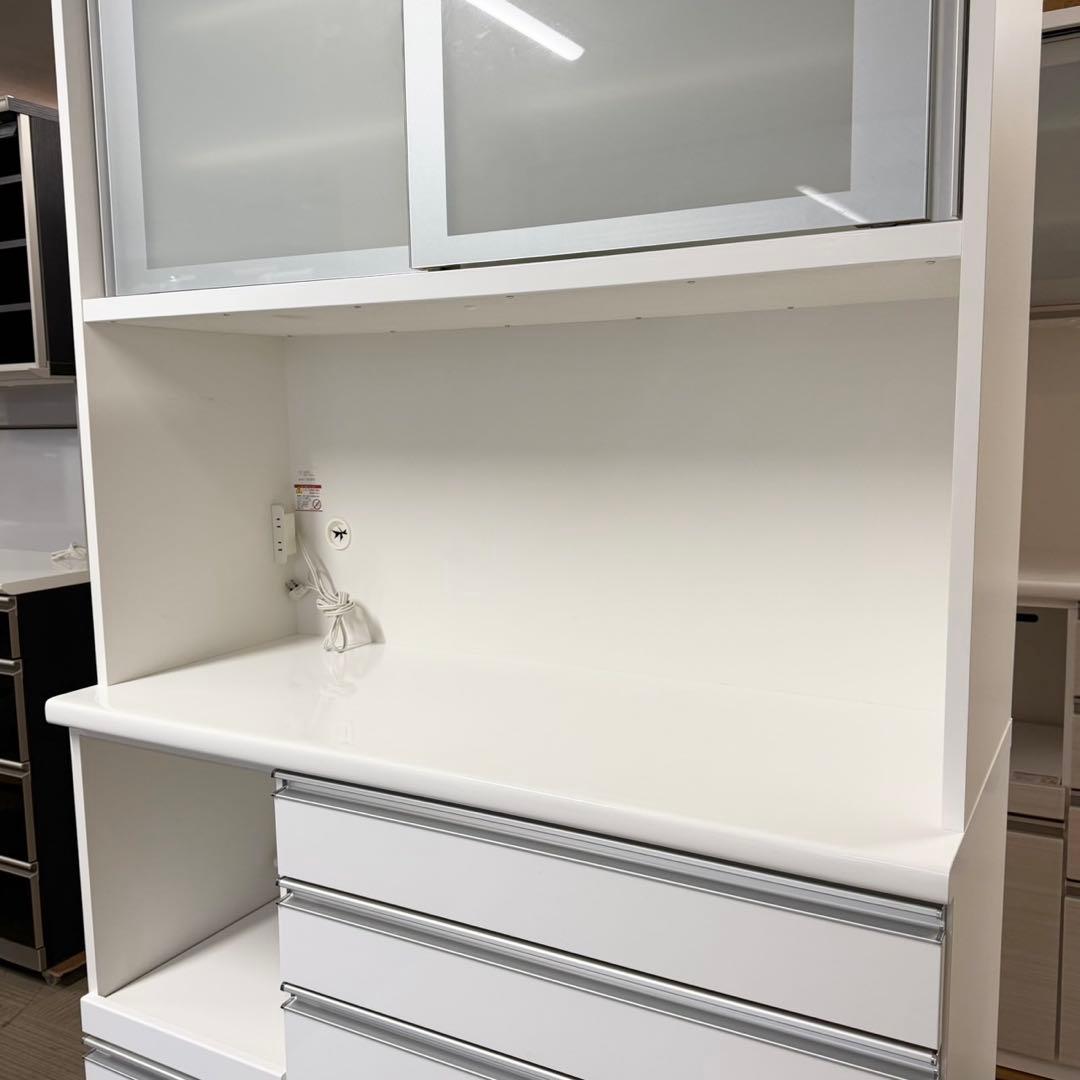 定価24万♪ 松田家具 117cm幅キッチンボード 食器棚 収納家具 鏡面