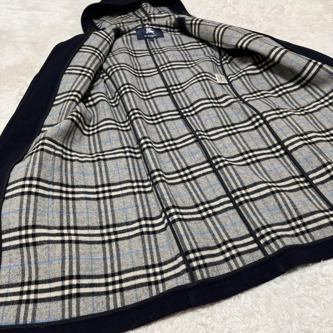 バーバリー ロンドン チェック ダッフルコート ロングコート 紺 グレー