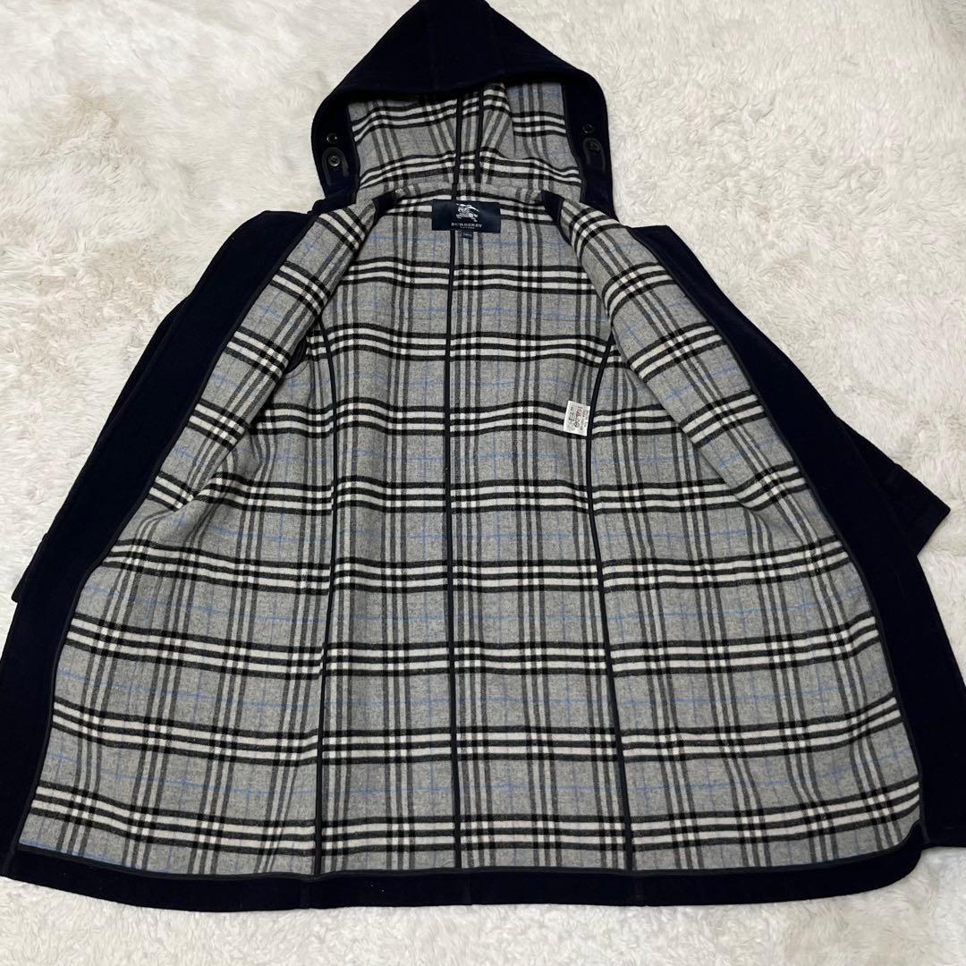 バーバリー ロンドン チェック ダッフルコート ロングコート 紺 グレー