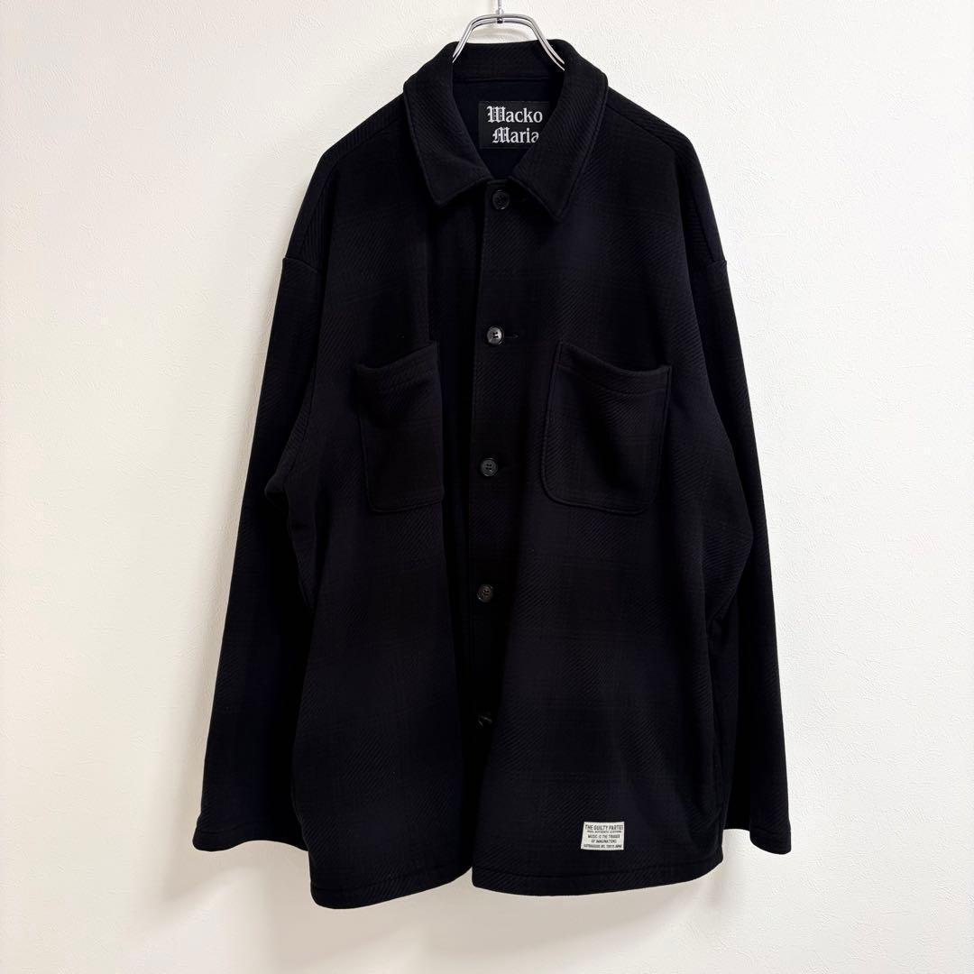 【極美品L】Wacko Maria チェック フリース シャツ ジャケット 黒系 極美品 2023 AW ワコマリア WACKO MARIA フリース シャツ ジャケット