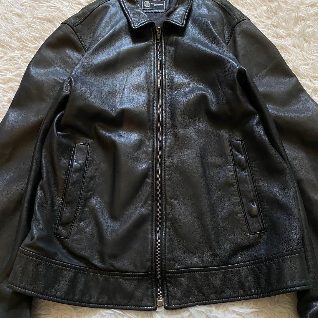 美品□ドルチェ&ガッバーナ ラムレザー ライダースジャケット シングル