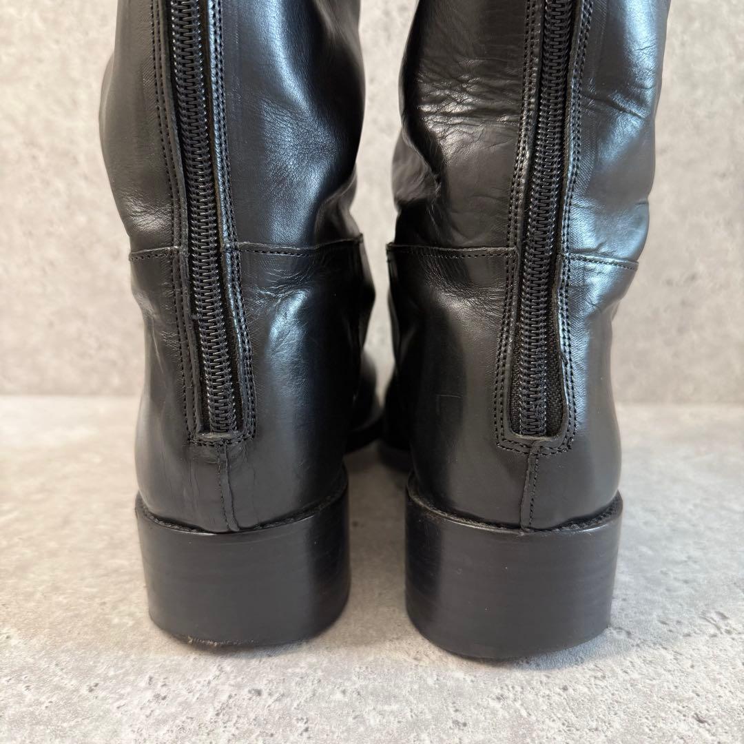 SARTORE ジョッキーブーツ ロングブーツ 37 黒 レザー ベルトデザイン