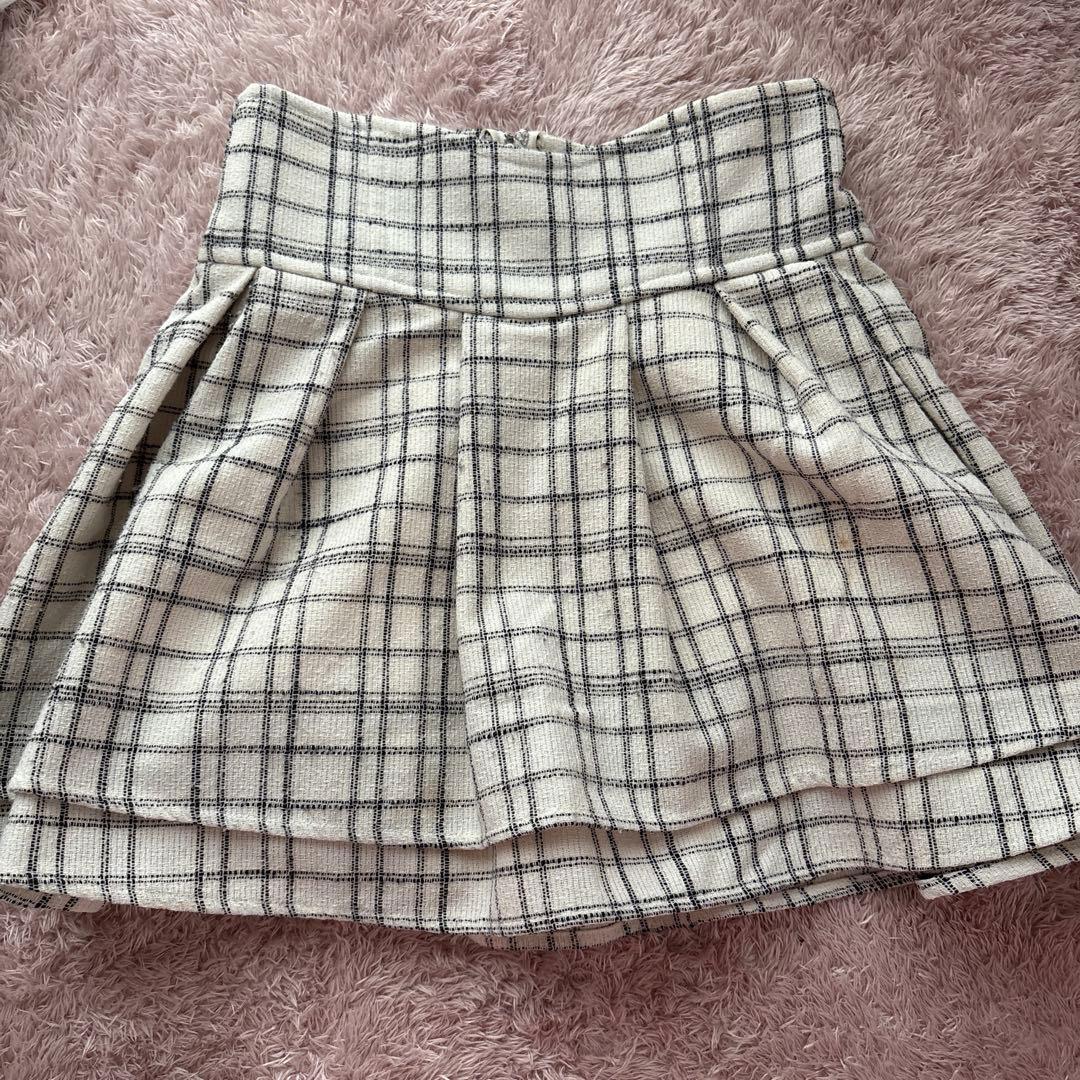 ミシェルマカロン ツイード美脚スカート ホワイト M - メルカリ