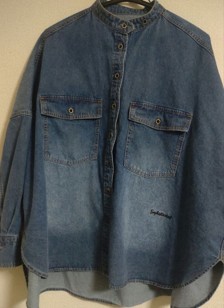 《新品未使用》PUAL CE CIN ヴィンテージライクデニムバンドカラーシャツ