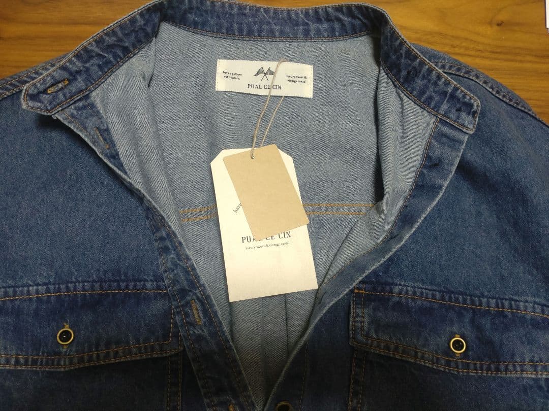 《新品未使用》PUAL CE CIN ヴィンテージライクデニムバンドカラーシャツ