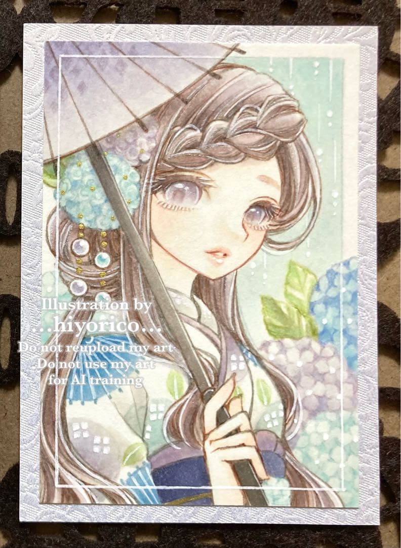 ら*な様 手描きイラスト原画【紫陽花娘】 紫陽花💠 #illustration #illust #kawaiigirl #kawallillustration