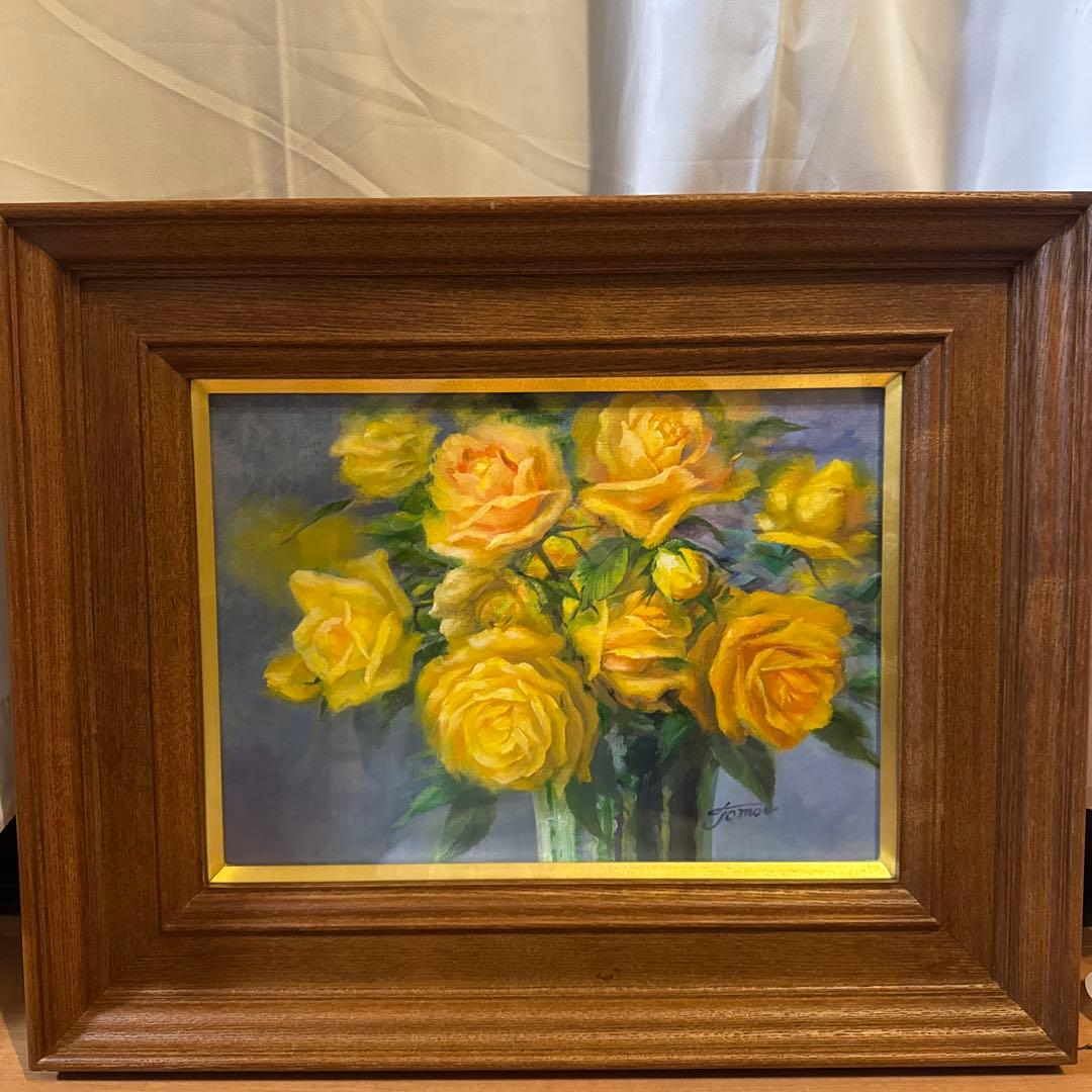 油彩画 原画 額装あり 花の絵 バラ 黄色 静物画 作家サイン入り Amazon.co.jp: 鈴木邦夫 黄バラ F4号 受注制作 油彩画 油絵 静物画 花