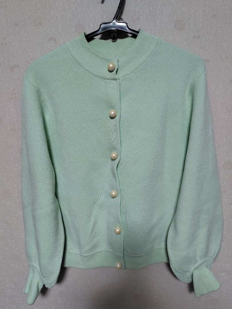 【あや】フランシュリッペ ミントグリーン パールボタンカーディガン あや様専用】フランシュリッペ ミントグリーン パールボタンカーディガン