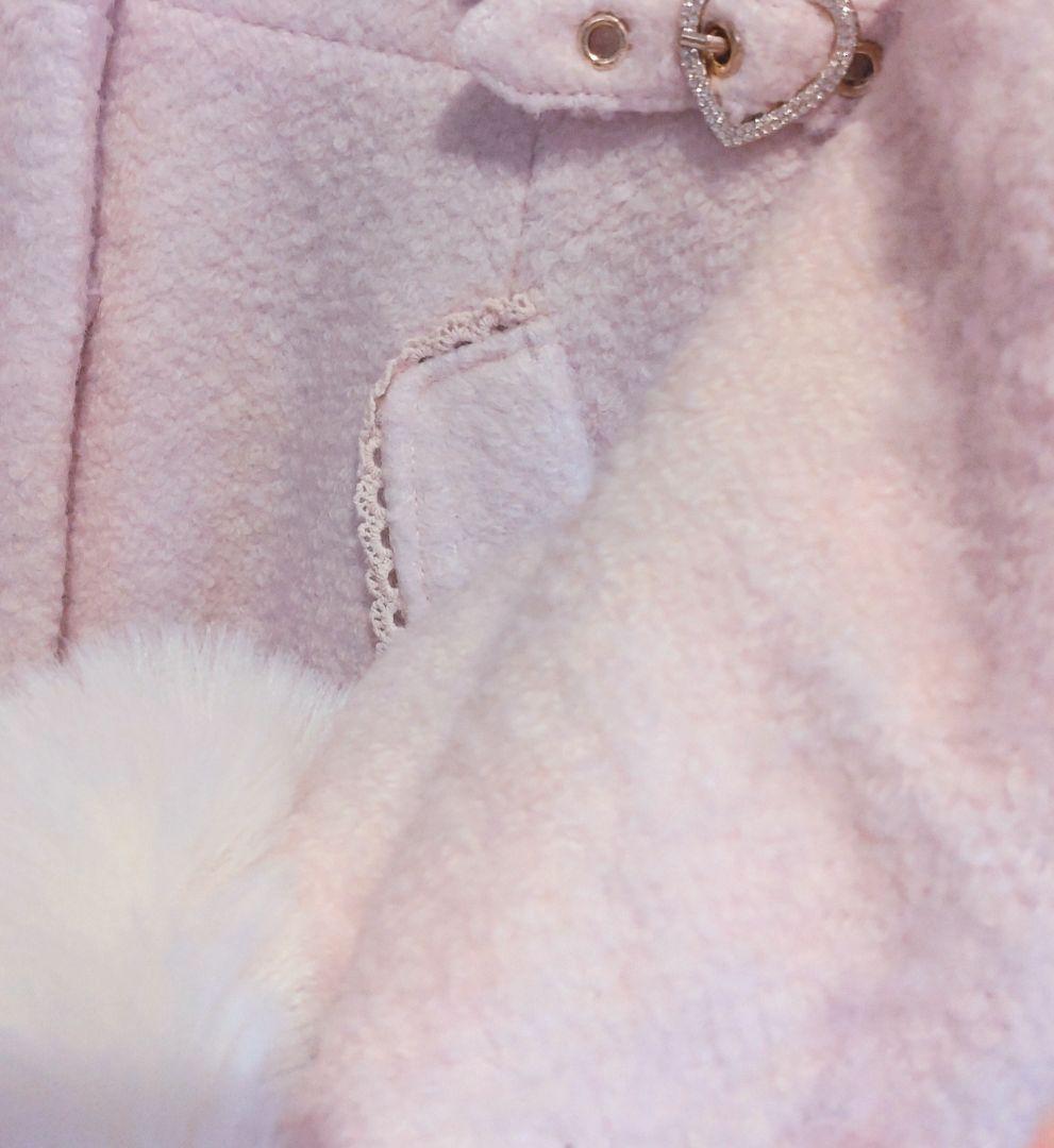 LIZLISA ビジューリボン ミニ丈Aライン コート ピンク - メルカリ