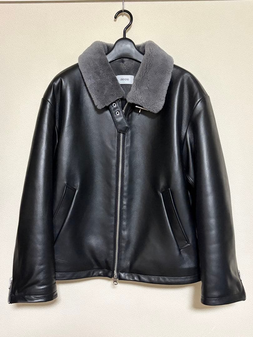 サイズS opening act リアルレザームートンハイネックジャケット