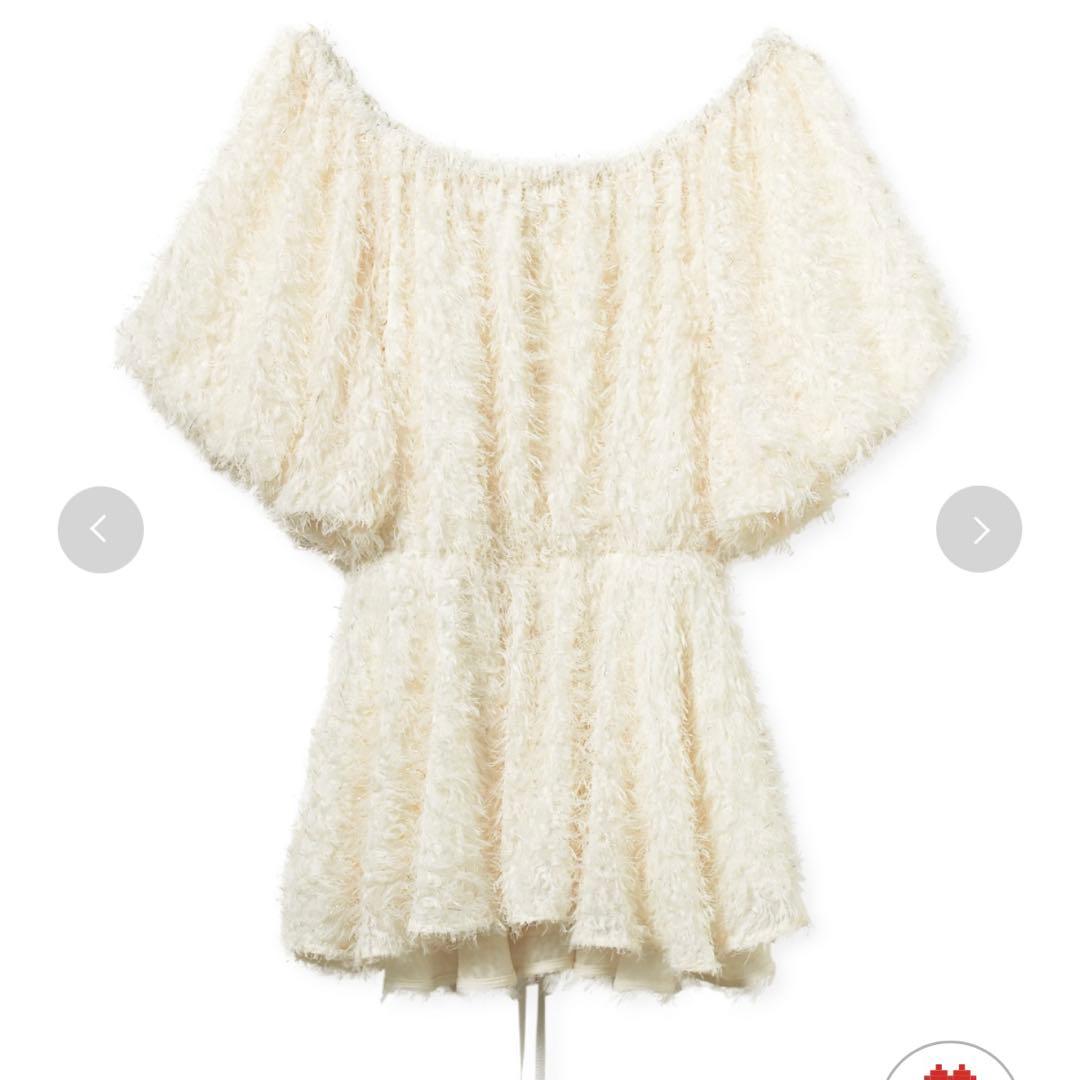 FRAY I.D フレイ フリンジラメジャガード2wayオフショルブラウス