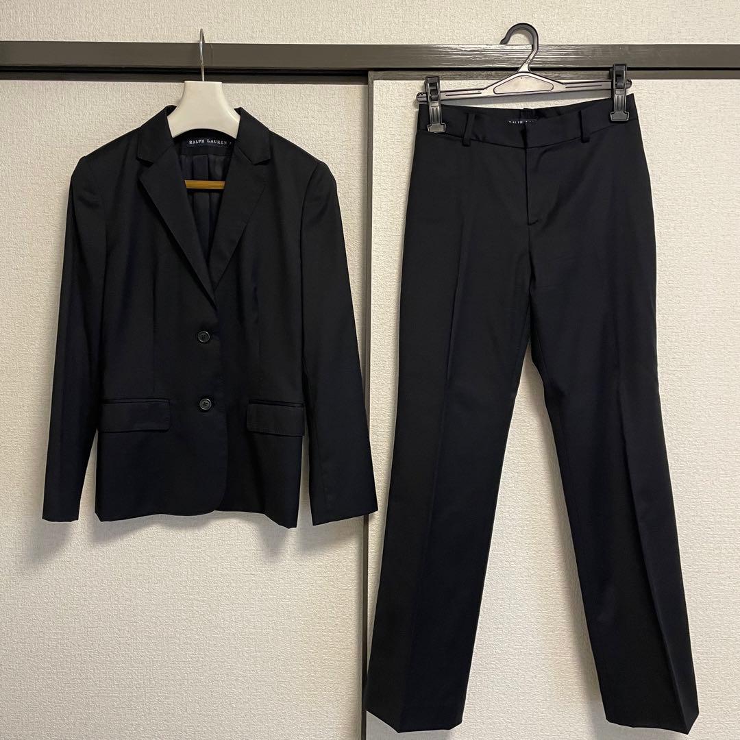 ラルフローレン　紺色　ネイビー　春スーツ　Sサイズ　7号　ほつれ有り LAUREN RALPH LAUREN (ローレン ラルフローレン) ストライプ シングル