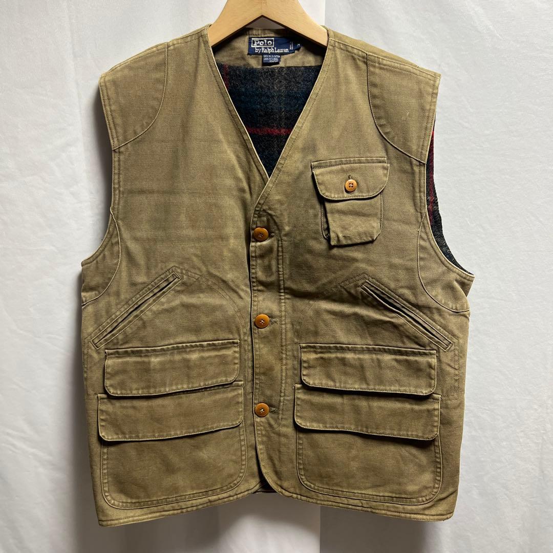 Polo Ralph Lauren コットンダック　ハンティングベスト　M 90s 90年代 ポロラルフローレン シンガポール製 ベスト ハンティング