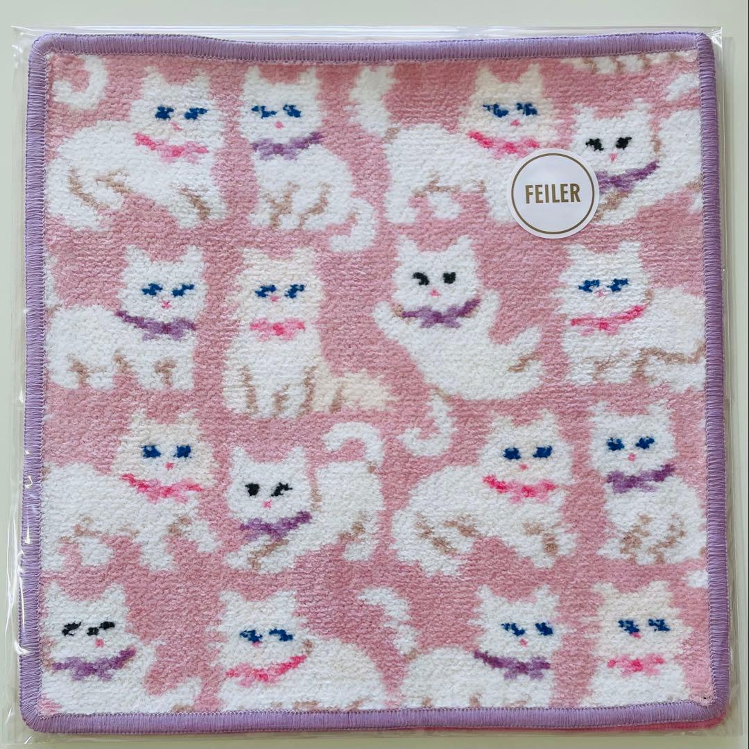 ラブラリーバイフェイラー モフモフネコチャン ハンカチ ピンク 猫