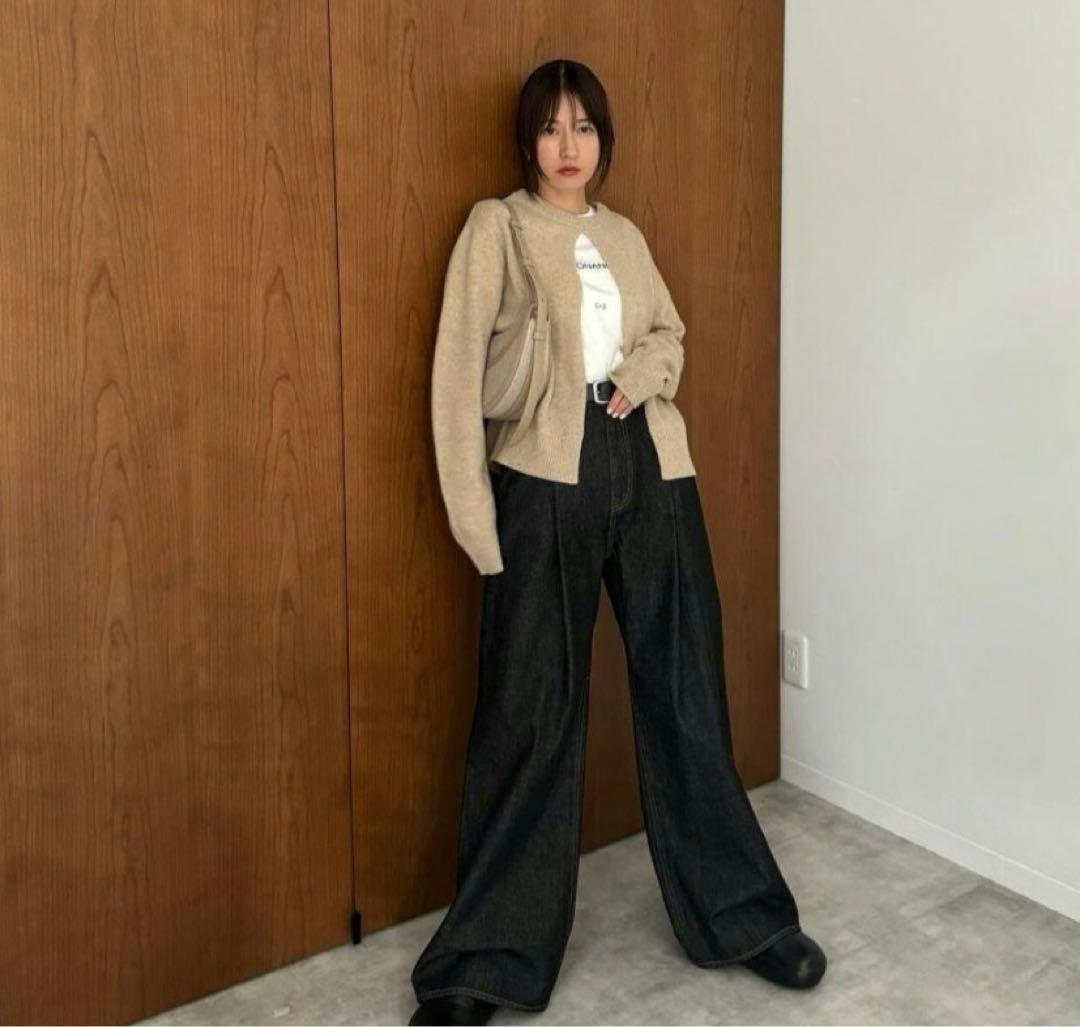SuzuHirose×CLANE TUCK WIDE DENIM PANTS