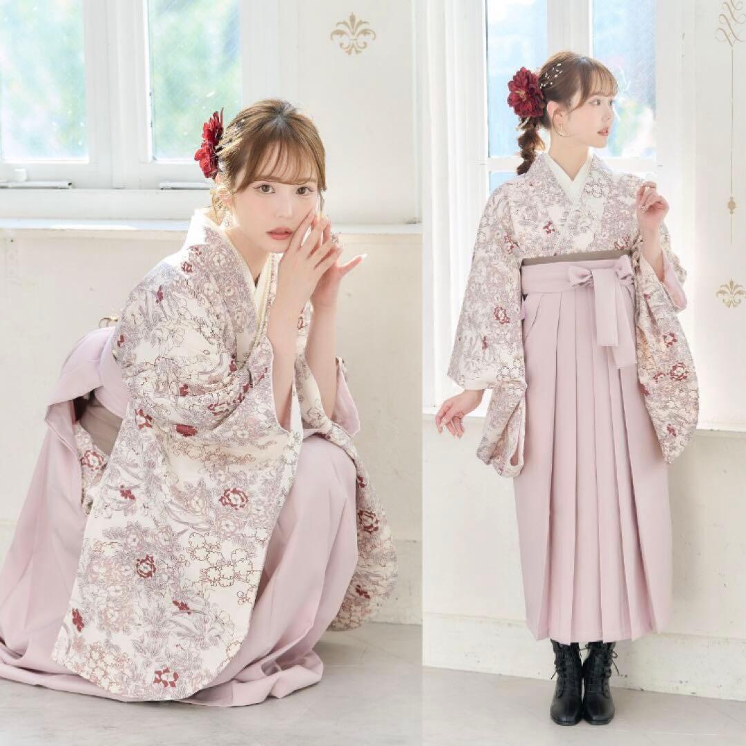 【着付けセット】袴　150 くすみピンク　小花 arisana（アリサナ） 袴セット 袴 小学校卒業式 小学生 卒業式 「簡単