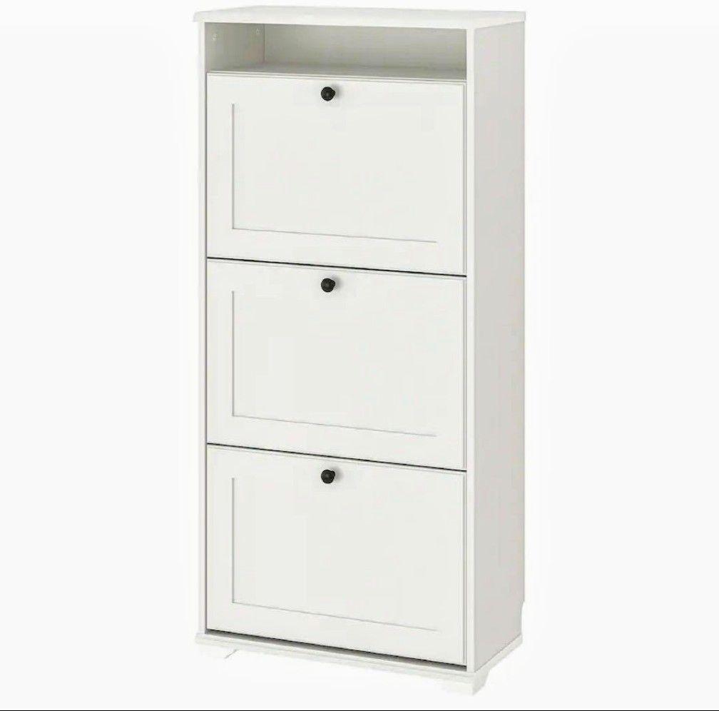 BRUSALI ブルサリ　シューズボックス3段 BRUSALI ブルサリ シューズボックス3段, ホワイト, 61x30x130 cm - IKEA