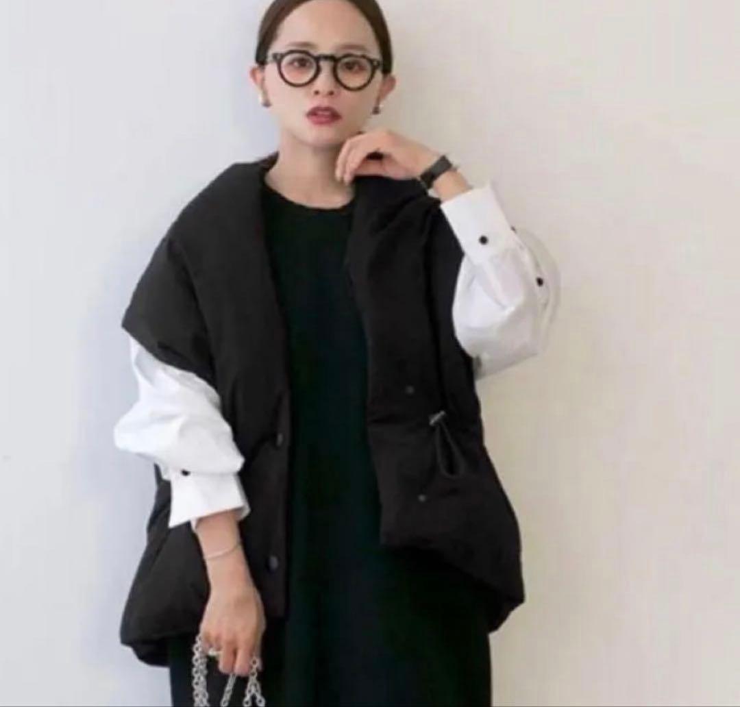 アンリアン　ケープダウン　UNLIENS ベスト　ジレ　黒　UNLÍENS UNLÍENS｜田中亜希子プロデュースの小柄女性向けファッションブランド