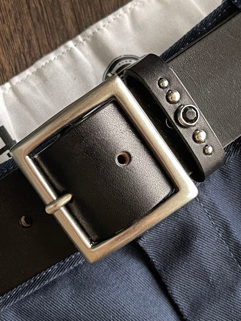 オーダー品 ディッキーズ874専用スタッズベルト 牛ヌメ シルバー