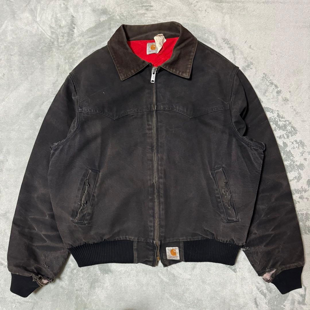 90's USA製 カーハート サンタフェジャケット ブラック 黒 鬼フェード