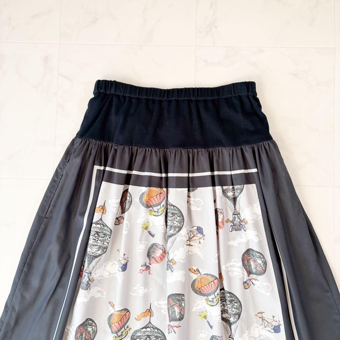美品✨《ビアズリー 》気球　サテン　ロングスカート　ウエストリブ