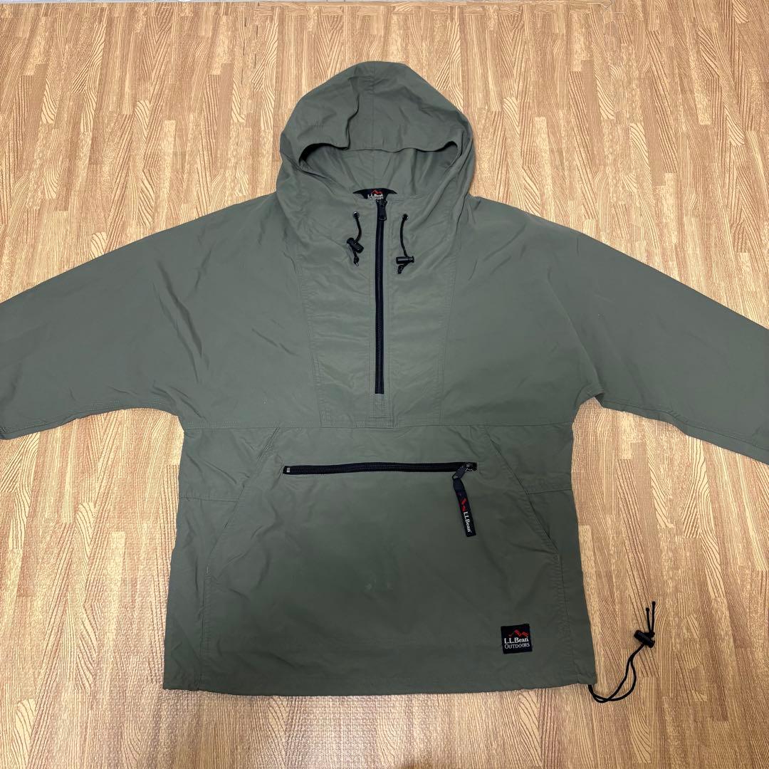 90s L.L.Bean ナイロン アノラックパーカー カーキー サイズS