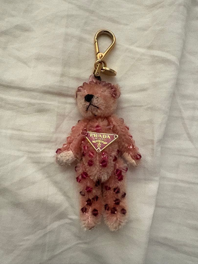 PRADA クマ型キーホルダー ピンク ふわふわ】PRADA◇トリックベア くまキーホルダー キーリング (PRADA