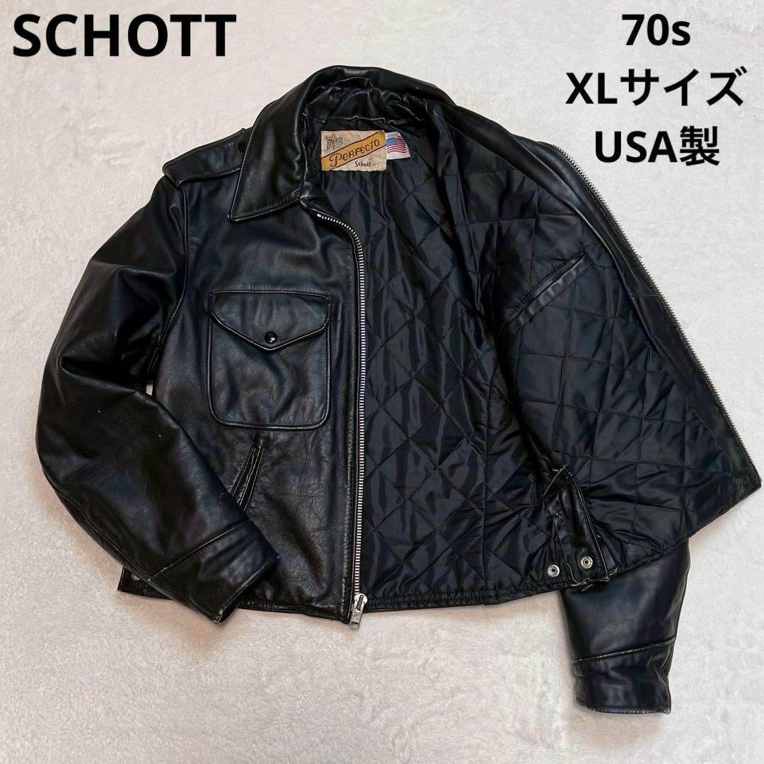 XLサイズ 70s Schott レザージャケット ポリスマンジャケット 602 犯罪防止のため製造中止の【Schott602】LEATHER POLICEMAN JACKET 80s