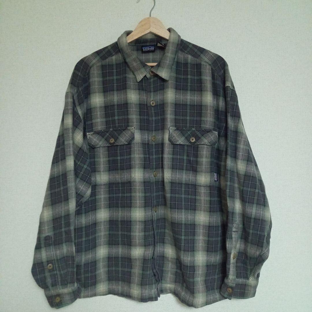 ら*く様 【希少】Patagonia ヘビーネルシャツ F6 ポルトガル製 Patagonia パタゴニア ヘビーフランネルシャツ 長袖ネルシャツ ブルー