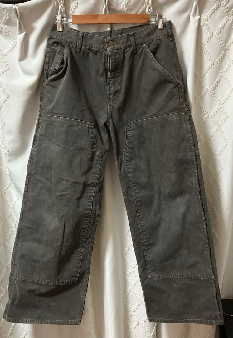 パンツ Distressed Double Knee Pants G-Brown M FI - Distressed Double Knee Pants / D-Gray ダークグレー ダブルニー