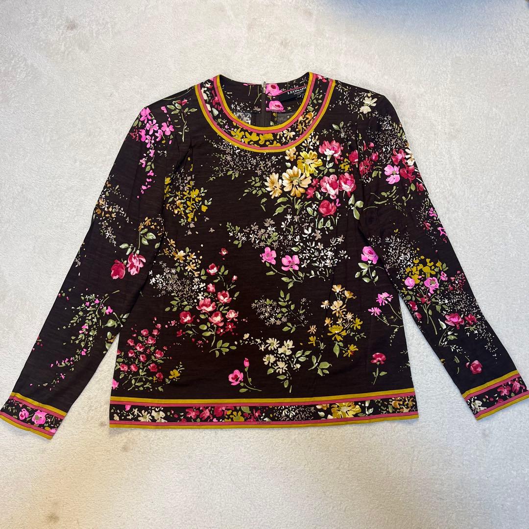 LEONARD レオナール 花柄 長袖 シルク混 トップス Mサイズ