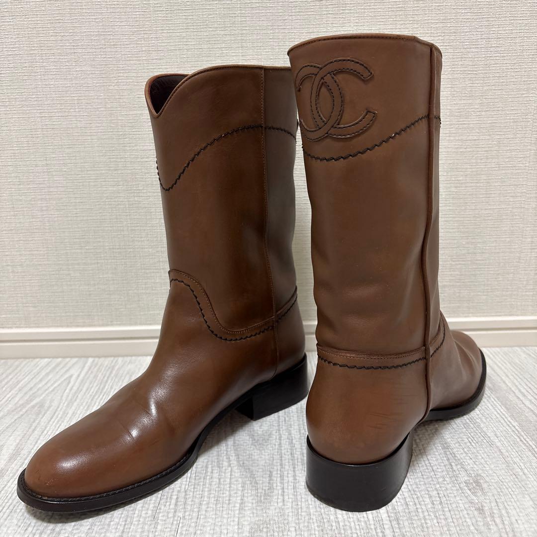 人気】定価32万 CHANEL シャネル ココマーク ウエスタンショートブーツ
