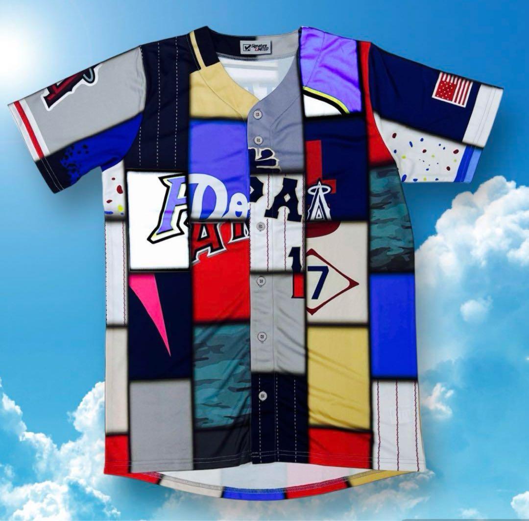 非売品 大谷翔平サインプリント歴代ミックスユニフォームXL エンゼルス