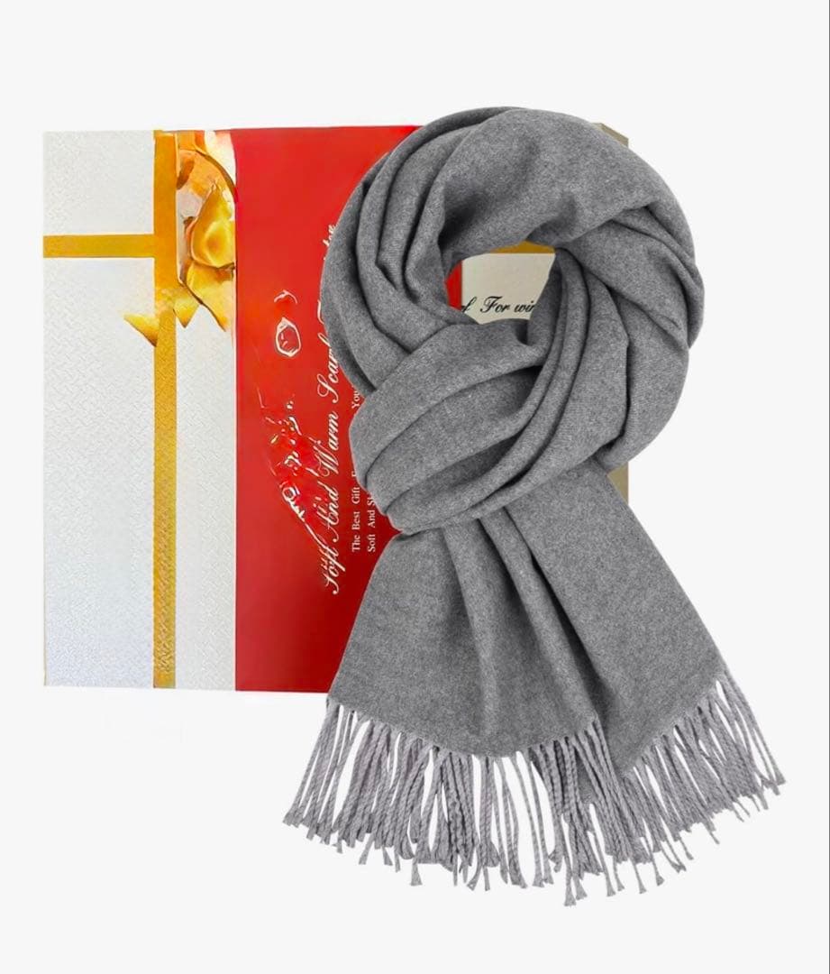 グレー フリンジ付き マフラー - メルカリ