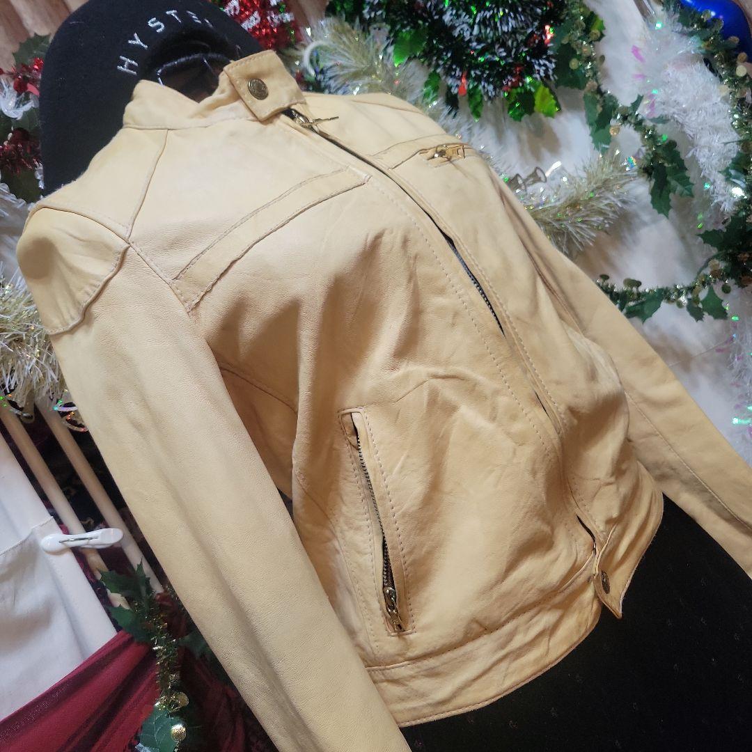 uchan希少ヒステリクグラマイエローラムレザーゴールドファスナライダース