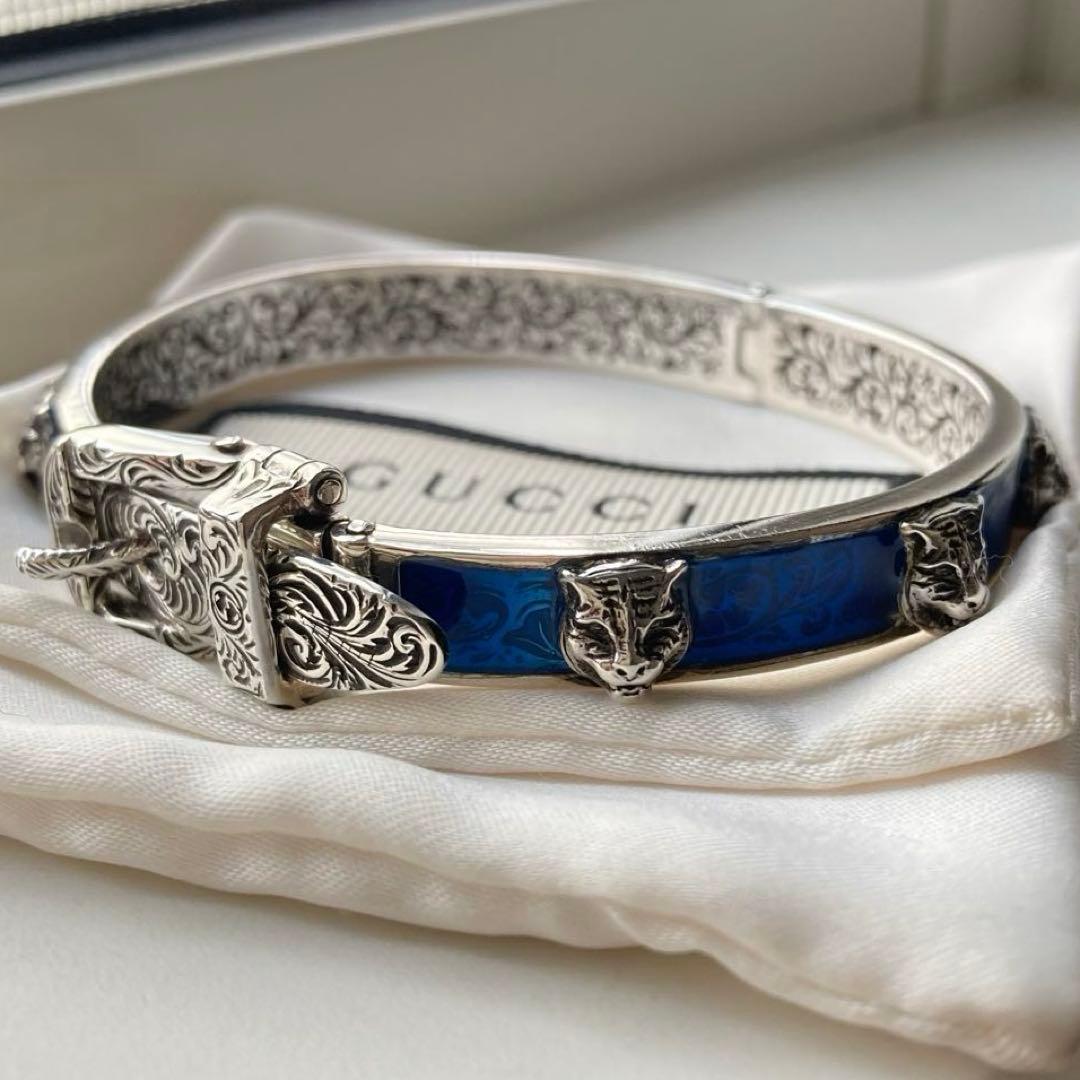 希少 GUCCI タイガーヘッド ガーデン シルバー925 バングル ミケーレ